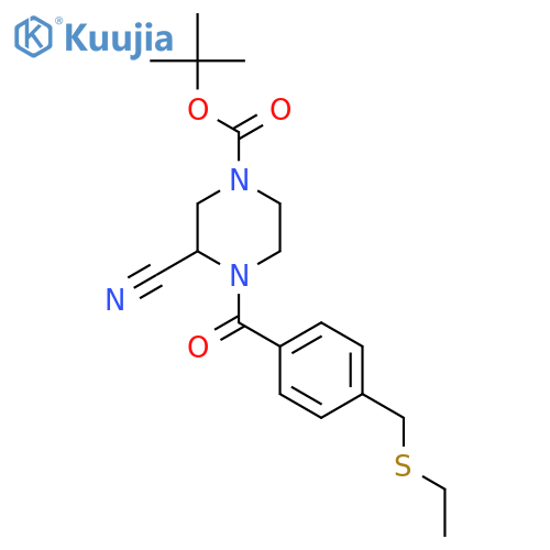 tert-butyl 3-cyano-4-{4-(ethylsulfanyl)methylbenzoyl}piperazine-1-carboxylate structure