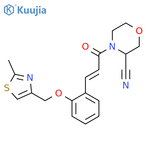 4-[(E)-3-[2-[(2-Methyl-1,3-thiazol-4-yl)methoxy]phenyl]prop-2-enoyl]morpholine-3-carbonitrile structure