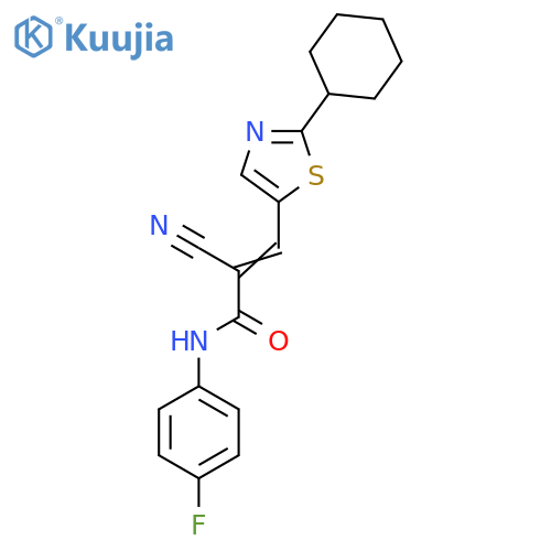 2-cyano-3-(2-cyclohexyl-1,3-thiazol-5-yl)-N-(4-fluorophenyl)prop-2-enamide structure