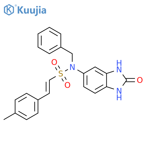 (E)-N-Benzyl-2-(4-methylphenyl)-N-(2-oxo-1,3-dihydrobenzimidazol-5-yl)ethenesulfonamide structure