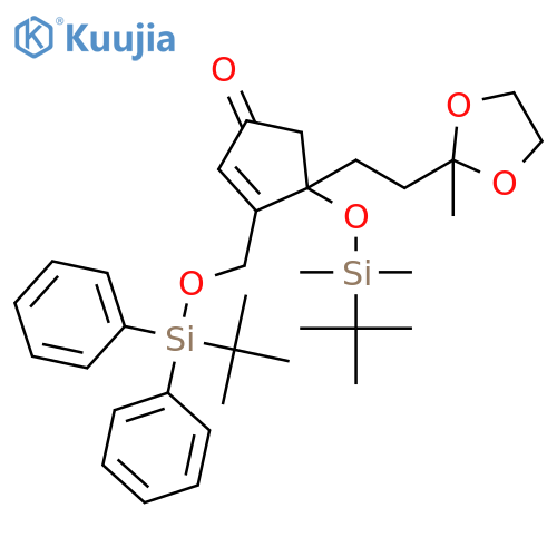 2-Cyclopenten-1-one, 4-[[(1,1-dimethylethyl)dimethylsilyl]oxy]-3-[[[(1,1-dimethylethyl)diphenylsilyl]oxy]methyl]-4-[2-(2-methyl-1,3-dioxolan-2-yl)ethyl]- structure