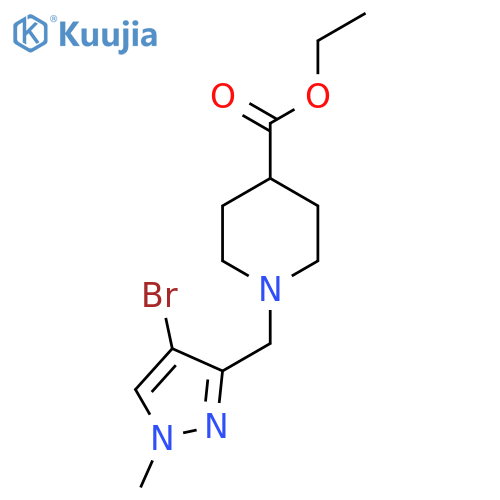 Ethyl 1-[(4-bromo-1-methyl-1H-pyrazol-3-yl)methyl]piperidine-4-carboxylate structure