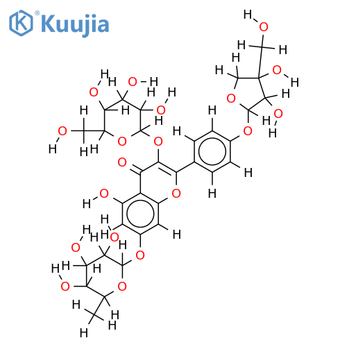 kaempferol-4'-O-beta-D-apiofuranosyl-3-O-beta-D-glucopyranosyl-7-O-alpha-L-rhamnopyranoside structure