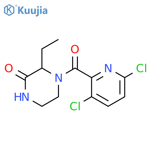 4-[(3,6-Dichloro-2-pyridinyl)carbonyl]-3-ethyl-2-piperazinone structure