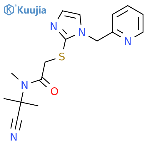 N-(2-Cyanopropan-2-yl)-N-methyl-2-[1-(pyridin-2-ylmethyl)imidazol-2-yl]sulfanylacetamide structure