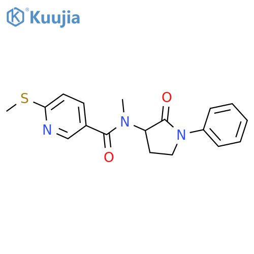 N-Methyl-6-methylsulfanyl-N-(2-oxo-1-phenylpyrrolidin-3-yl)pyridine-3-carboxamide structure