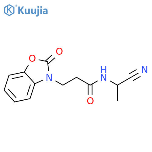 N-(1-cyanoethyl)-3-(2-oxo-2,3-dihydro-1,3-benzoxazol-3-yl)propanamide structure