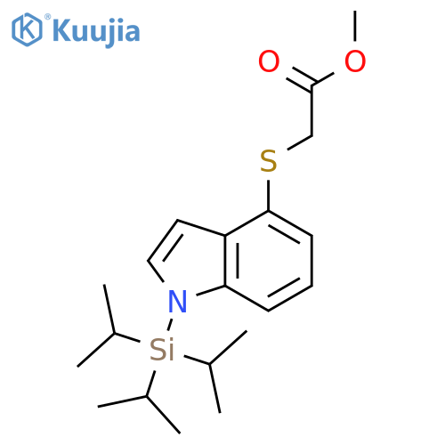 Acetic acid, [[1-[tris(1-methylethyl)silyl]-1H-indol-4-yl]thio]-, methyl ester structure