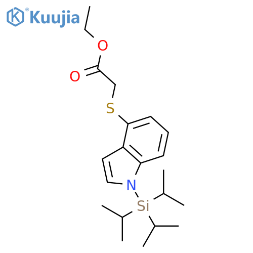 Acetic acid, [[1-[tris(1-methylethyl)silyl]-1H-indol-4-yl]thio]-, ethyl ester structure