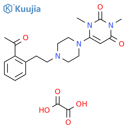 2,4(1H,3H)-Pyrimidinedione, 6-[4-[2-(2-acetylphenyl)ethyl]-1-piperazinyl]-1,3-dimethyl-, ethanedioate (1:1) structure