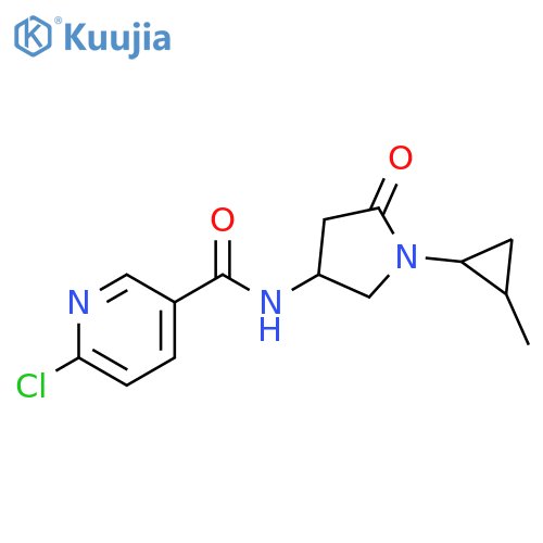6-chloro-N-1-(2-methylcyclopropyl)-5-oxopyrrolidin-3-ylpyridine-3-carboxamide structure