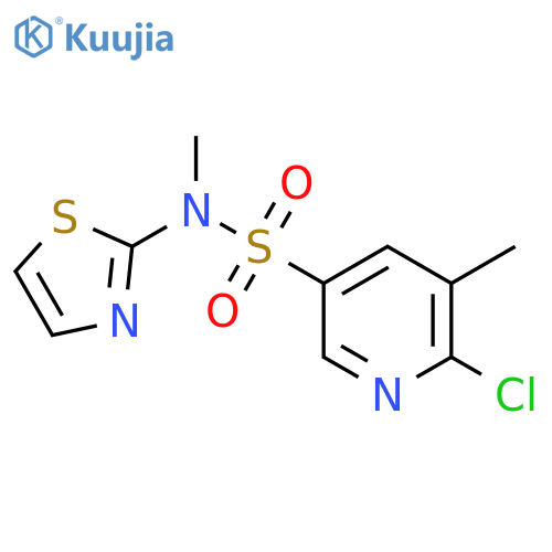 6-chloro-N,5-dimethyl-N-(1,3-thiazol-2-yl)pyridine-3-sulfonamide structure