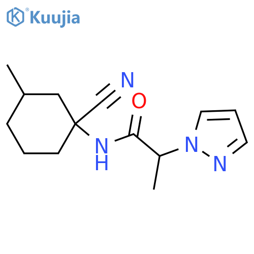 N-(1-cyano-3-methylcyclohexyl)-2-(1H-pyrazol-1-yl)propanamide structure