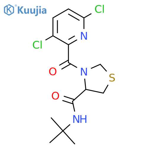 N-tert-butyl-3-(3,6-dichloropyridine-2-carbonyl)-1,3-thiazolidine-4-carboxamide structure