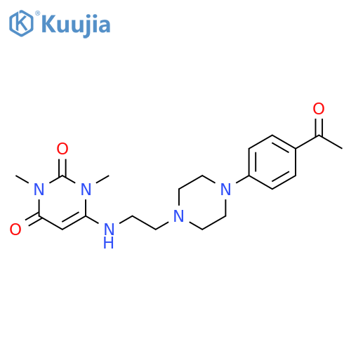 2,4(1H,3H)-Pyrimidinedione, 6-[[2-[4-(4-acetylphenyl)-1-piperazinyl]ethyl]amino]-1,3-dimethyl- structure