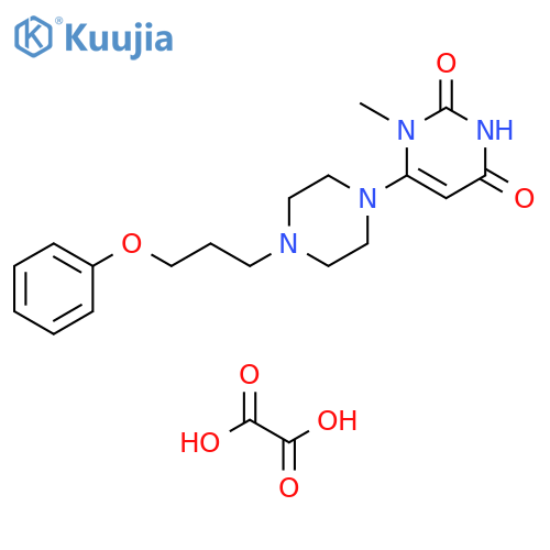 2,4(1H,3H)-Pyrimidinedione,1-methyl-6-[4-(3-phenoxypropyl)-1-piperazinyl]-, ethanedioate (1:1) structure