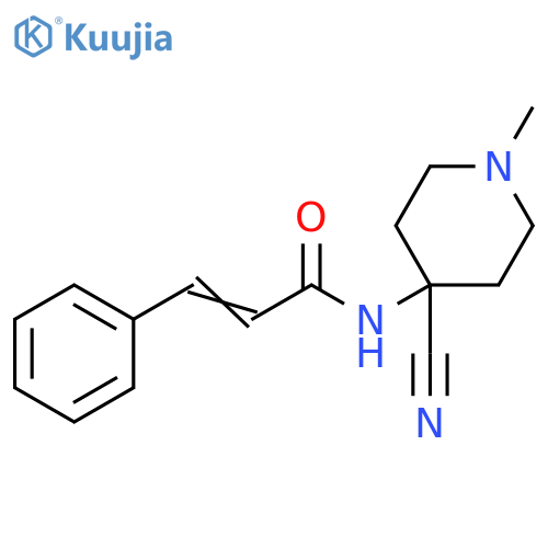 N-(4-cyano-1-methylpiperidin-4-yl)-3-phenylprop-2-enamide structure