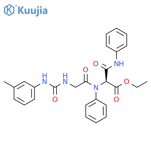 DL-Alanine,N-[N-[[(3-methylphenyl)amino]carbonyl]glycyl]-3-oxo-N-phenyl-3-(phenylamino)-, ethyl ester structure