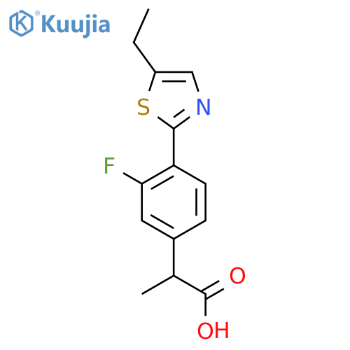 2-[4-(5-Ethyl-1,3-thiazol-2-yl)-3-fluorophenyl]propanoic acid structure