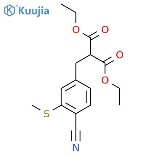 Propanedioic acid, [4-cyano-3-(methylthio)phenyl]methyl-, diethyl ester structure