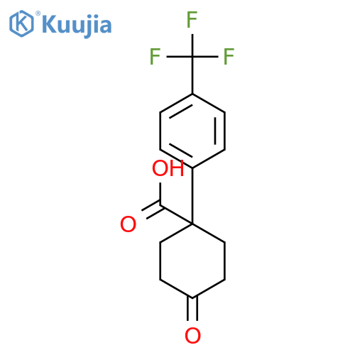 4-oxo-1-4-(trifluoromethyl)phenylcyclohexane-1-carboxylic acid structure