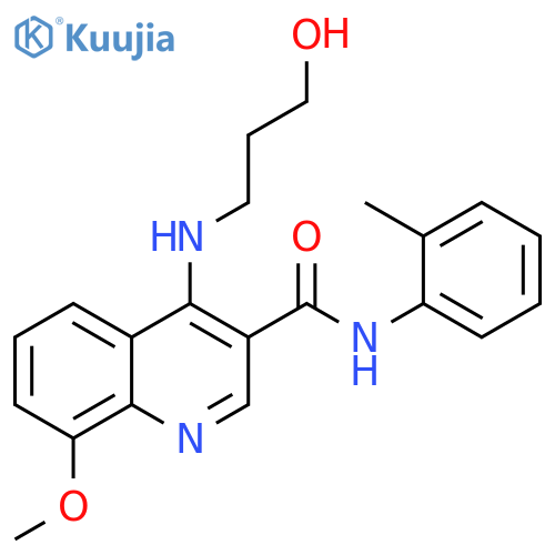 3-Quinolinecarboxamide,4-[(3-hydroxypropyl)amino]-8-methoxy-N-(2-methylphenyl)- structure