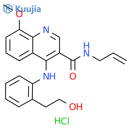 3-Quinolinecarboxamide, 4-[[2-(2-hydroxyethyl)phenyl]amino]-8-methoxy-N-2-propen-1-yl-, hydrochloride (1:1) structure