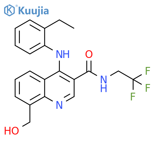 3-Quinolinecarboxamide,4-[(2-ethylphenyl)amino]-8-(hydroxymethyl)-N-(2,2,2-trifluoroethyl)- structure