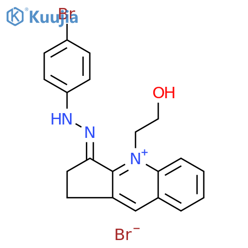3H-Cyclopenta[b]quinolinium, 3-[2-(4-bromophenyl)hydrazinylidene]-1,2-dihydro-4-(2-hydroxyethyl)-, bromide (1:1) structure