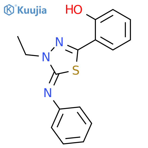 6-[(5Z)-4-Ethyl-5-(phenylimino)-1,3,4-thiadiazolidin-2-ylidene]cyclohexa-2,4-dien-1-one structure