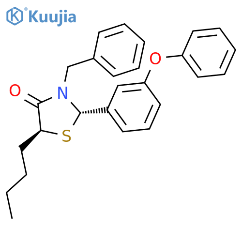 4-Thiazolidinone, 5-butyl-2-(3-phenoxyphenyl)-3-(phenylmethyl)-, trans- structure