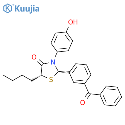4-Thiazolidinone, 2-(3-benzoylphenyl)-5-butyl-3-(4-hydroxyphenyl)-, cis- structure
