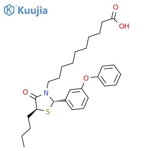 3-Thiazolidinedecanoic acid, 5-butyl-4-oxo-2-(3-phenoxyphenyl)-, trans- structure