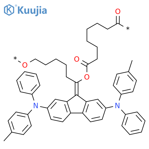 Poly[oxy-1,3-propanediyl[2,7-bis[(4-methylphenyl)phenylamino]-9H-fluoren-9-ylidene]-1,3-propanediyloxy(1,8-dioxo-1,8-octanediyl)] structure