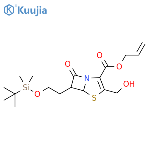 4-Thia-1-azabicyclo[3.2.0]hept-2-ene-2-carboxylic acid, 6-[2-[[(1,1-dimethylethyl)dimethylsilyl]oxy]ethyl]-3-(hydroxymethyl)-7-oxo-, 2-propen-1-yl ester structure
