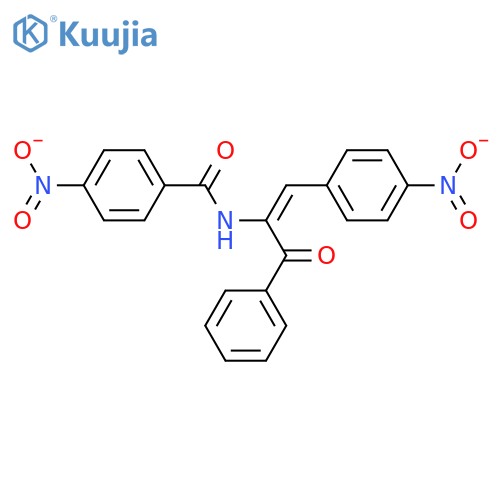4-nitro-N-[1-(4-nitrophenyl)-3-oxo-3-phenylprop-1-en-2-yl]benzamide structure