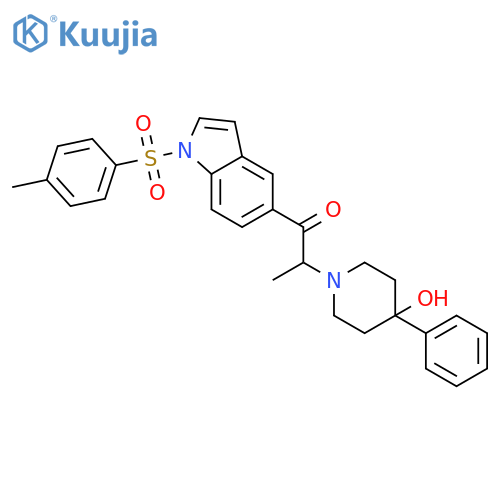 1H-Indole,5-[2-(4-hydroxy-4-phenyl-1-piperidinyl)-1-oxopropyl]-1-[(4-methylphenyl)sulfonyl]- structure