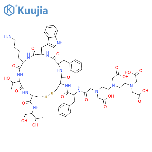 2-{2-({2-({(1R)-1-{(4R,7S,10S,13R,16S,19R)-10-(4-aminobutyl)-16-benzyl-4-{(2R,3R)-1,3-dihydroxybutan-2-ylcarbamoyl}-7-(1R)-1-hydroxyethyl-13-(1H-indol-3-yl)methyl-6,9,12,15,18-pentaoxo-1,2-dithia-5,8,11,14,17-pentaazacycloicosan-19-ylcarbamoyl}-2-phenylethylcarbamoyl}methyl)(carboxymethyl)aminoethyl}(carboxymethyl)amino)ethyl(carboxymethyl)amino}acetic acid structure