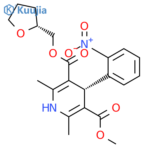 3,5-Pyridinedicarboxylicacid, 1,4-dihydro-2,6-dimethyl-4-(2-nitrophenyl)-, 3-methyl5-[(tetrahydro-2-furanyl)methyl] ester structure