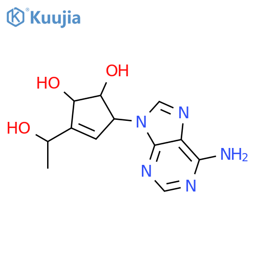 (1S,2R,5R)-5-(6-amino-9H-purin-9-yl)-3-[(1S)-1-hydroxyethyl]cyclopent-3-ene-1,2-diol structure