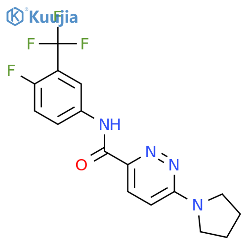 N-4-fluoro-3-(trifluoromethyl)phenyl-6-(pyrrolidin-1-yl)pyridazine-3-carboxamide structure