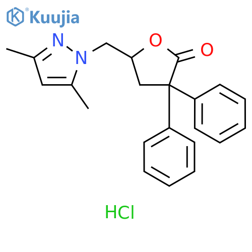 2(3H)-Furanone,5-[(3,5-dimethyl-1H-pyrazol-1-yl)methyl]dihydro-3,3-diphenyl-,monohydrochloride structure