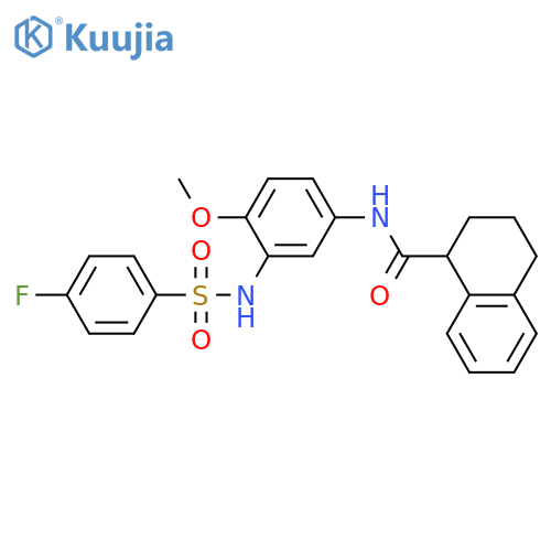 N-3-(4-fluorobenzenesulfonamido)-4-methoxyphenyl-1,2,3,4-tetrahydronaphthalene-1-carboxamide structure