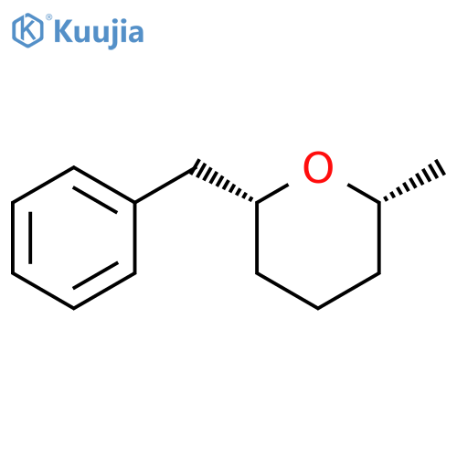 2H-Pyran, tetrahydro-2-methyl-6-(phenylmethyl)-, cis- structure