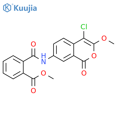 Benzoic acid, 2-[[(4-chloro-3-methoxy-1-oxo-1H-2-benzopyran-7-yl)amino]carbonyl]-, methyl ester structure