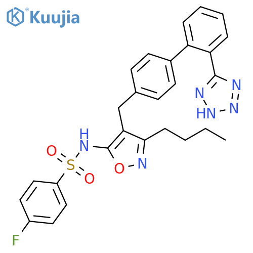 Benzenesulfonamide,N-[3-butyl-4-[[2'-(1H-tetrazol-5-yl)[1,1'-biphenyl]-4-yl]methyl]-5-isoxazolyl]-4-fluoro- structure