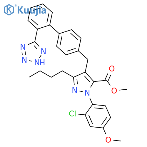 1H-Pyrazole-5-carboxylic acid, 3-butyl-1-(2-chloro-4-methoxyphenyl)-4-[[2'-(2H-tetrazol-5-yl)[1,1'-biphenyl]-4-yl]methyl]-, methyl ester structure