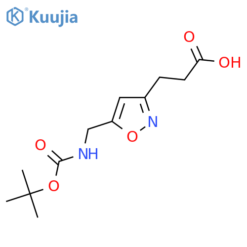 3-5-({(tert-butoxy)carbonylamino}methyl)-1,2-oxazol-3-ylpropanoic acid structure