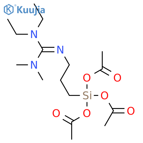 (3-{(E)-[(Diethylamino)(dimethylamino)methylidene]amino}propyl)silanetriyl triacetate structure