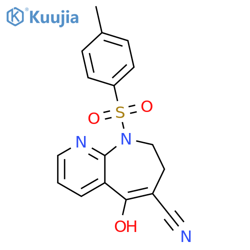 7H-Pyrido[2,3-b]azepine-6-carbonitrile,8,9-dihydro-5-hydroxy-9-[(4-methylphenyl)sulfonyl]- structure